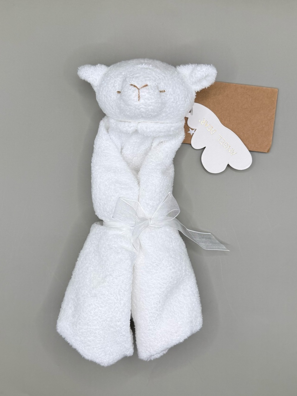 NWT Angel Dear White Baby Lamb Lovey Security Blanket Soother Plush